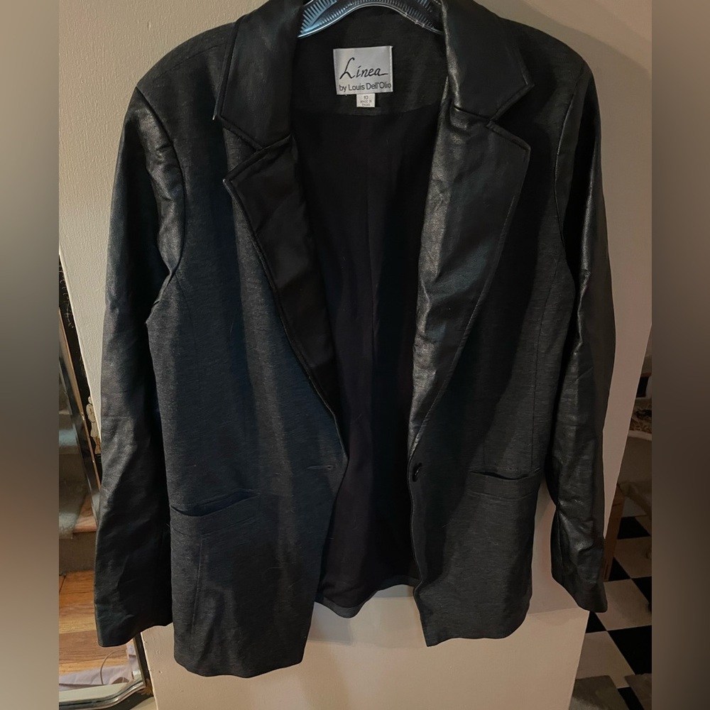 Linea by Louis Dell'Olio Black partial pleather jacket
